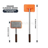 Orange cleaning brush with a telescopic handle and a gray cleaning pad for wiping and defogging car washing