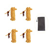 Four sets of yellow braided guy lines with aluminum tensioners and a black fabric pouch.
