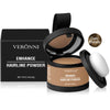 Veronni Enhance Hairline Powder in a black compact and applicator shown with a dark blonde swatch.
