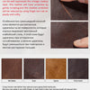 Close-up of brown crazy horse leather showing natural scratches and texture.