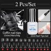 Un lot de 2 bouts d'ongles cercueil en gel pour extensions et strass dans un sachet.