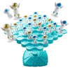 A blue balance tree board game featuring astronaut and frog figures arranged on the board.