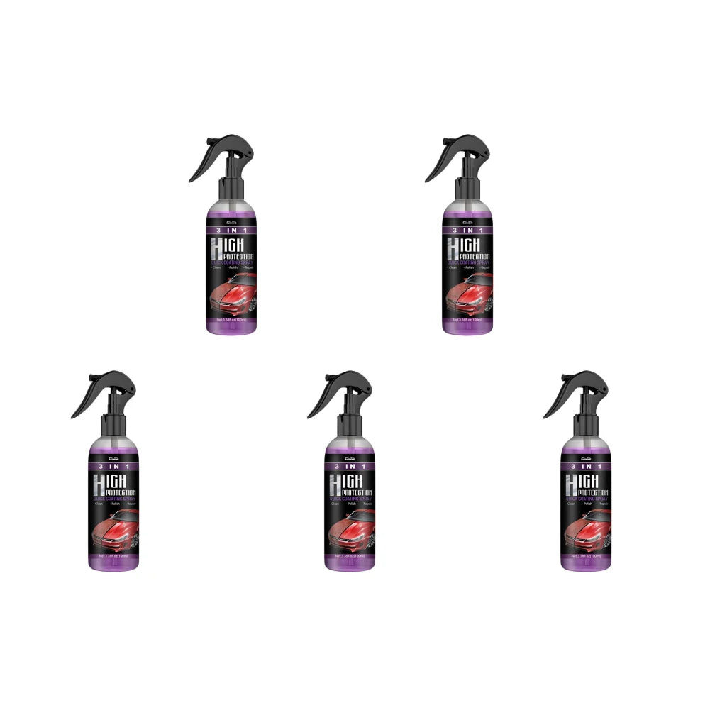 Four bottles of 3-in-1 Nano Ceramic Coating Spray for Cars with black sprayers