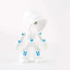A white cartoon hero police night light for kids with a round head and arms.