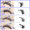 A collection of magnetic eyelash styles including LZ06, LZ10, LZ11, and LZ13, showing various lengths and curl patterns.