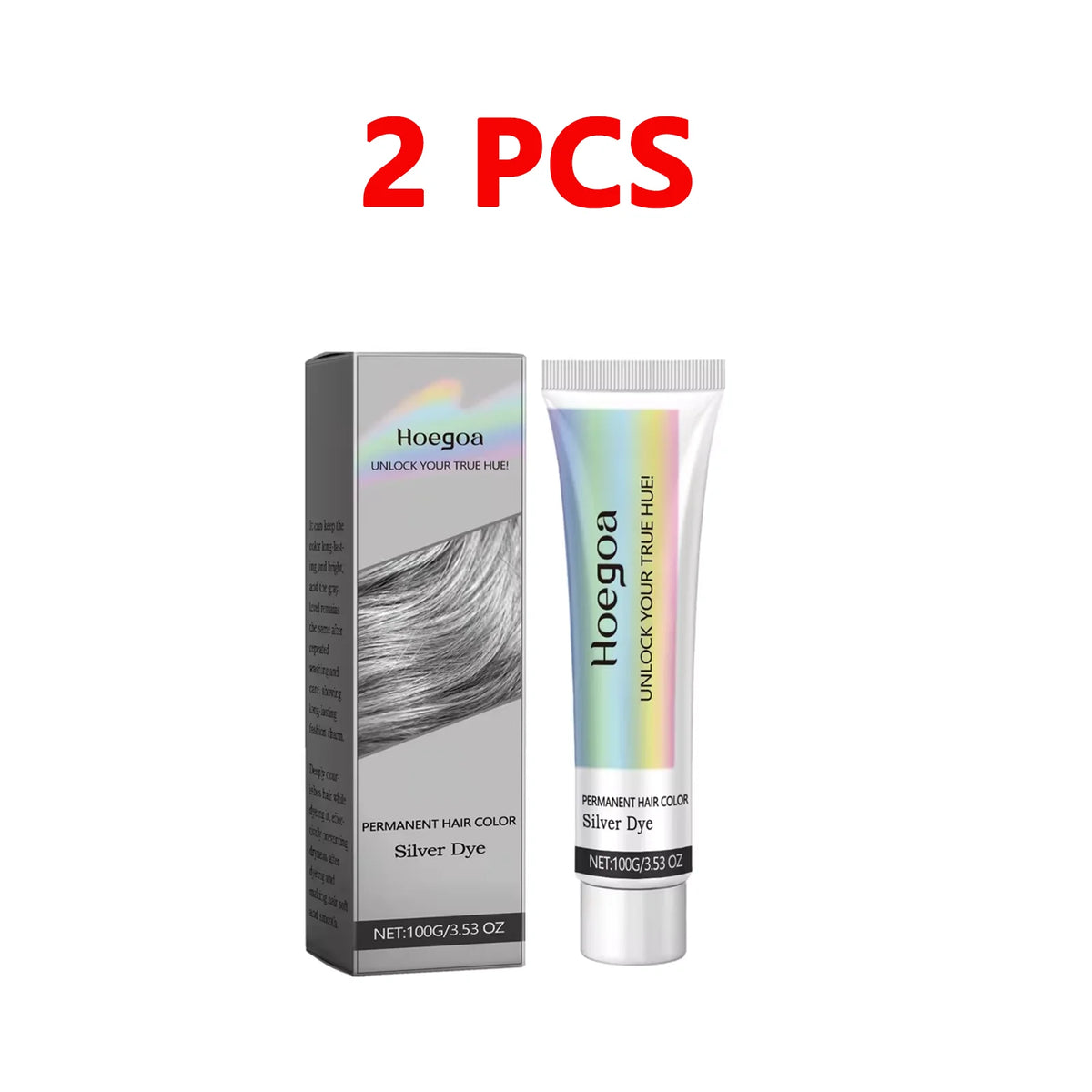 Two tubes of Hoegoa Silver Dye permanent hair color cream for unlocking true hair hue
