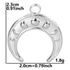 Pendentif en acier inoxydable argenté en forme de croissant avec motifs d'animaux et de corps célestes
