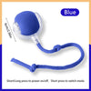 Blue interactive moving ball for pets with a cord and switch function