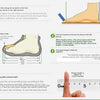 Diagram showing how to measure foot length and determine the correct size for kids' breathable princess sandals