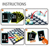 Instructions for a bounce ball tabletop game showing setup and winning action.