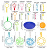 A collection of various bubble wands and toys in different sizes and colors, including silicone and plastic options.