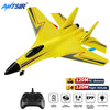 Yellow SU-27 foam airplane with black nose and decals, designed for RC flight.