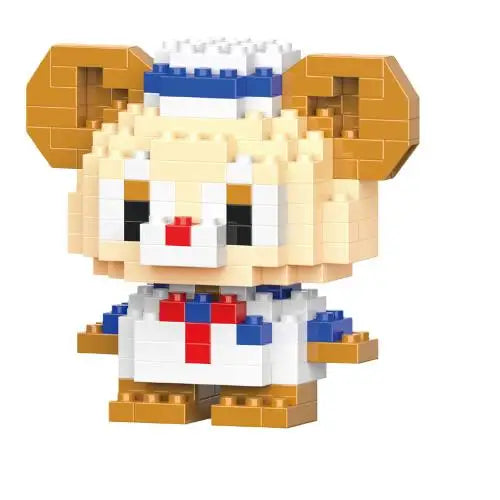 A Lego-style animal figurine kit featuring a golden-brown cat or fox with white and blue accents.