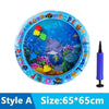 Tapete de juego inflable azul para gatos con diseño de peces y letras
