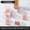 L-transparent silicone furniture leg pads with felt bottoms for scratch protection, suitable for square dimensions.