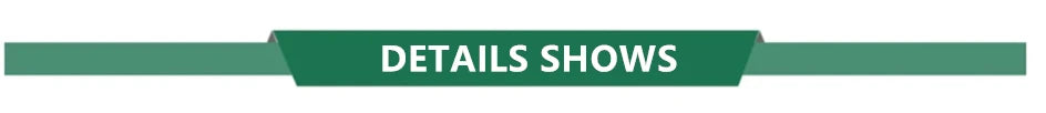 A horizontal banner with green text that reads DETAILS SHOWS.