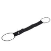 Black adjustable elastic luggage straps with oval loops for securing travel items
