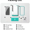 Lista de empaque para kit protector de privacidad: vidrio, paquete, herramientas, paño, pegatina y toallitas.