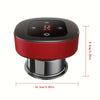 Un masajeador de copa eléctrico rojo con base plateada y botones de control.