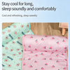 Pink and mint green ice silk pet cooling mat with a non-slip waterproof base