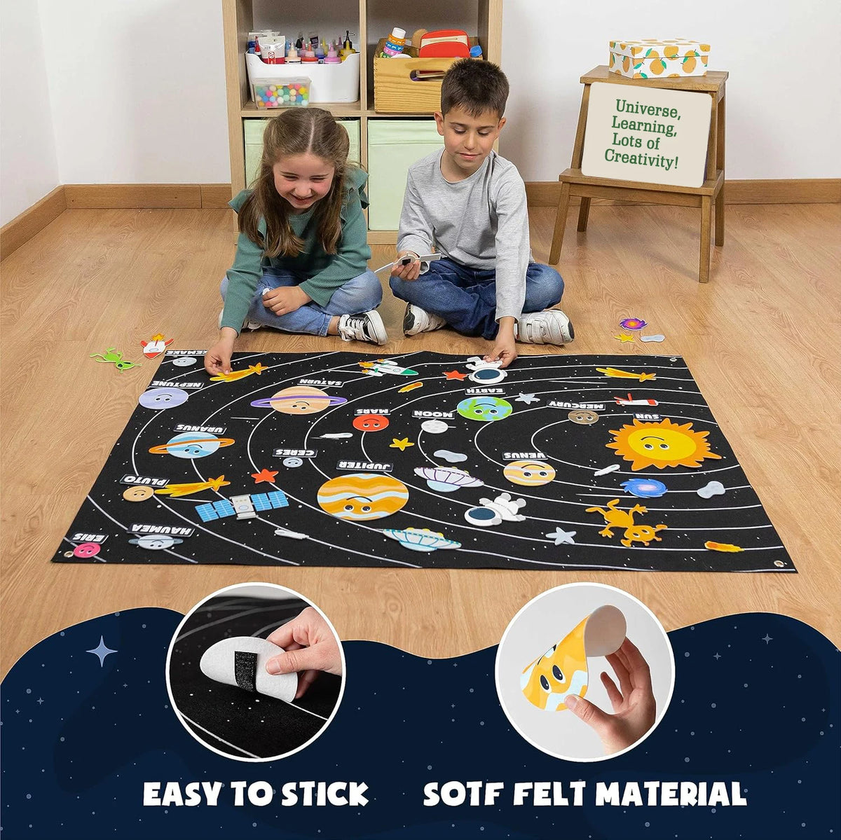 A felt story board set featuring various zoo animals for interactive learning.