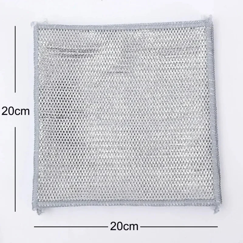 A rectangular gray scratch-free microfiber cleaning cloth with a mesh texture, shown flat.