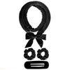 Black heatless overnight curling headband with a satin finish and a bow detail.