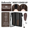 Lakerain Root Cover Up -tuote, keskiruskea jauhe ja sivellin hiusten juurten peittämiseen