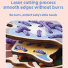 A wooden lacing beads and threading board set for toddlers showing purple and brown beads being threaded.