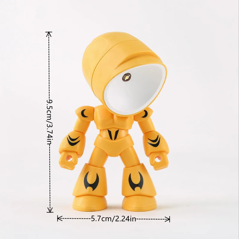A yellow cartoon hero police night light figure with a translucent dome and articulated arms.