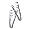 A silver volumizing wide-tooth styling comb with a seam covering design.