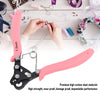 Pink one-step wire looping pliers with a black handle shown in use for jewelry making