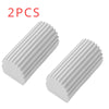 Two white reusable PVA cleaning sponges with U-shaped grooves