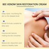 A close-up of a hand applying a cream to skin, illustrating the benefits of Bee Venom Skin Restoration Cream.