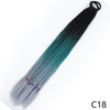 Black to gray gradient pre-braided ponytail extension with an elastic band