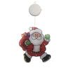 A festive LED Santa Claus decoration light with a suction cup hanging from a white circular light.
