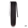 Black hair extension in a long ponytail with a wrap-around clip for women