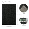 Black vintage floral textured faux leather fabric shown with a measurement scale and a back view.