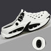 White men's EVA slip-on sandals with a cushioned platform sole shown from the side.