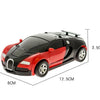 A black and red transformable robot car toy with a spoiler, shown from the side.