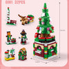 A set of 6 in 1 Christmas building blocks featuring a tree, snow house, Santa, and deer figures.