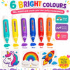 Set of six bright colored popcorn pens and corresponding colored powders for making puffy masterpieces