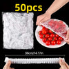A hand holds a clear plastic food cover with elastic bands, showing the size of reusable elastic food covers.