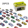 A set of 20 plastic stunt cars and a launch box for a DIY racing track