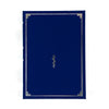 A dark blue rectangular card game box with a silver border and a decorative emblem.