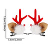 Par de clips de pelo rojos con astas de reno y acentos blancos esponjosos
