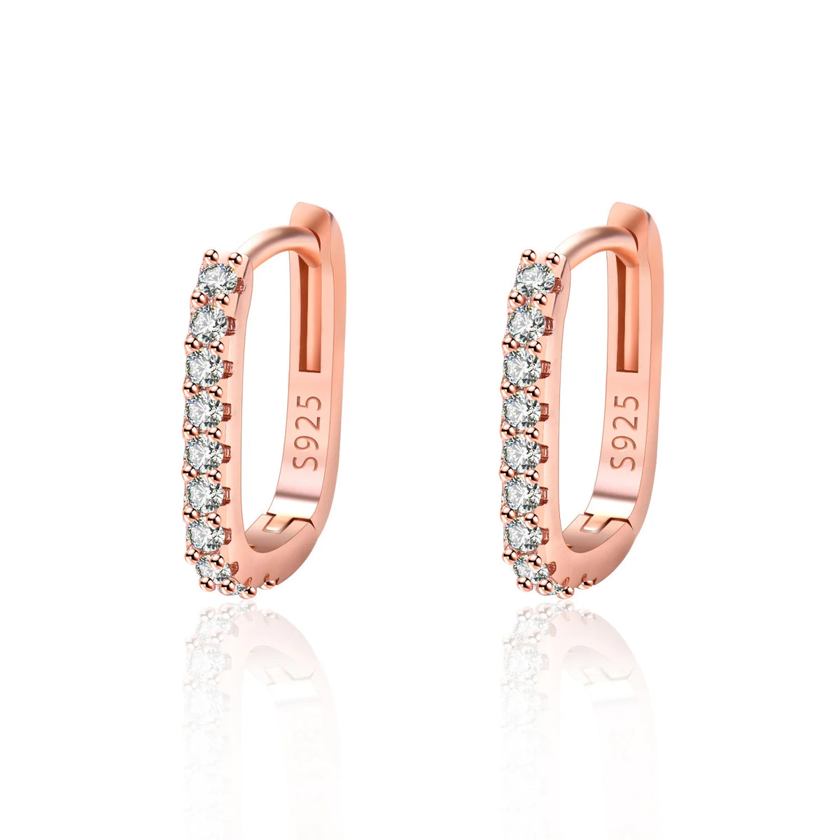 Pendientes de aro retorcidos en oro rosa con circonitas transparentes