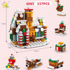 A set of 337 pieces building blocks featuring a Christmas scene with a snow house, Santa, and deer figures.