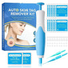 A box and components for an auto skin tag remover kit including a device and adhesive bands