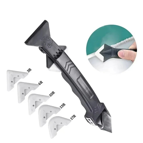A set of 17 silicone tools for caulk and grout removal, including various sizes like 3R to 17R.